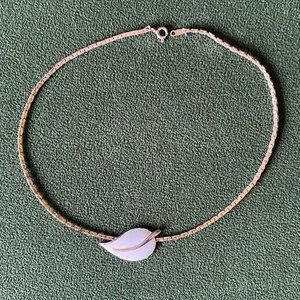 1960's Direction One Vintage Necklace with White Enamel Leaf Charm